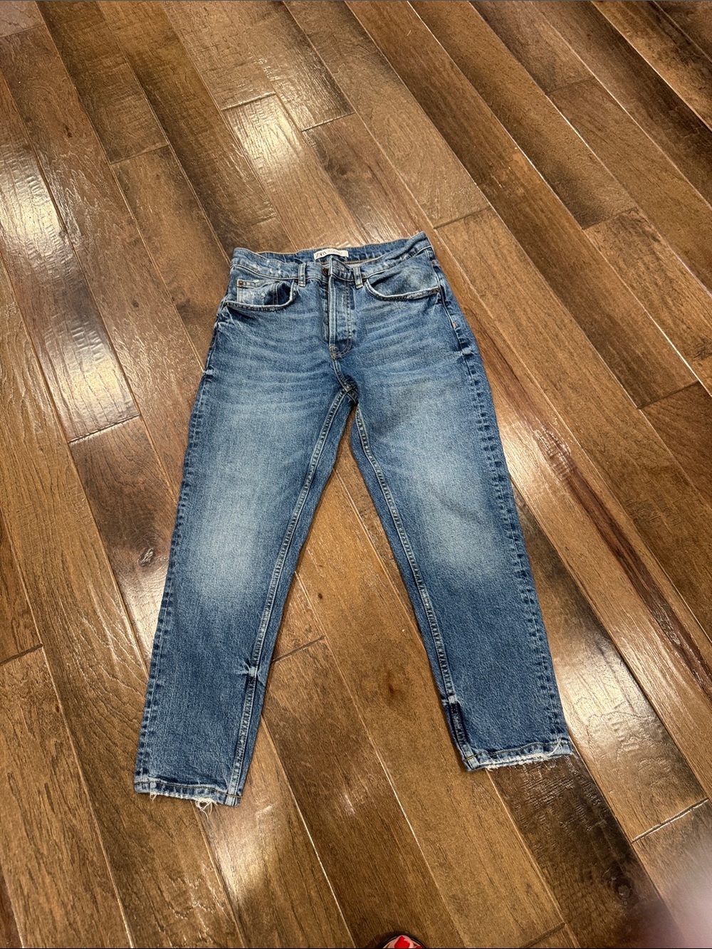 Blue Zara Straight-Leg Jeans